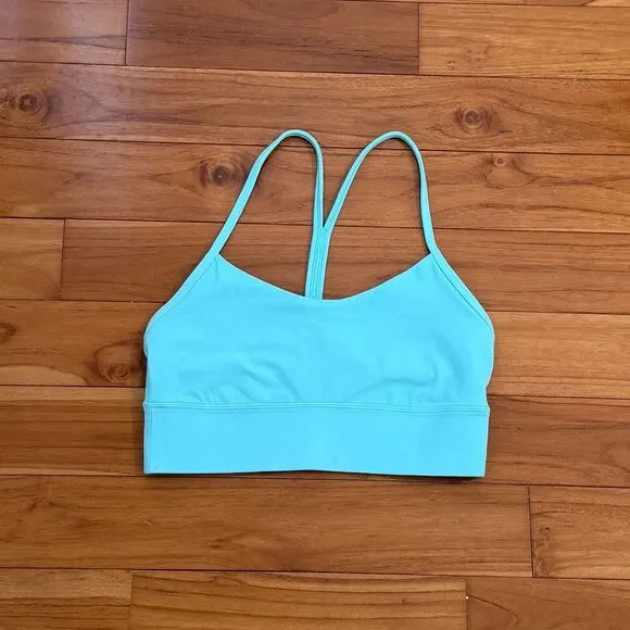 Women Lululemon Flow Y Nulu Longline Bra Light Support A–C Cups Cyan Blue Size 8 - Picture 3 of 7
